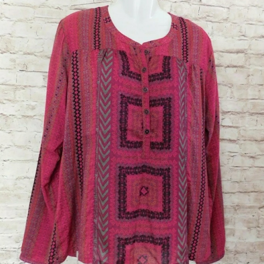 Prana Blouse Size Large Fushia Pink